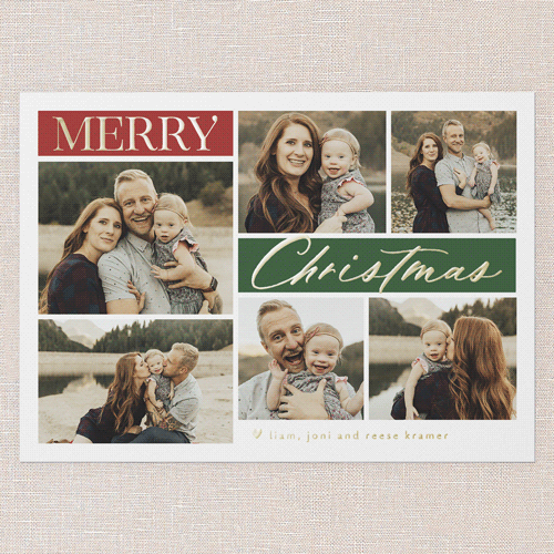 Beaming Gallery Holiday Card, Gold Foil, Red, 5x7, Christmas, Matte, Personalized Foil Cardstock, Square, Red