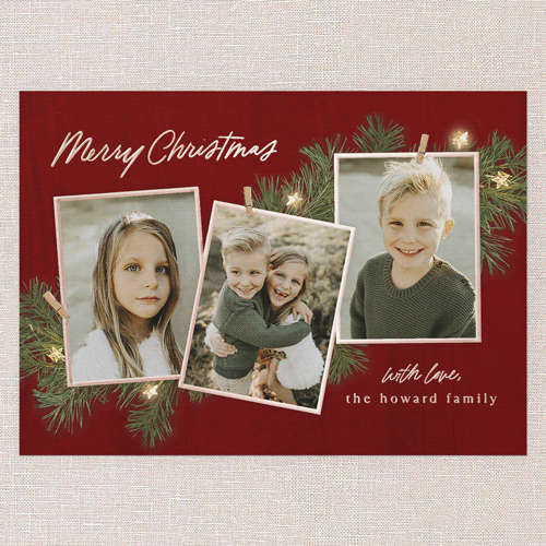 Festive Evergreen Holiday Card, Rose Gold Foil, Red, 5x7, Christmas, Matte, Personalized Foil Cardstock, Square, Red