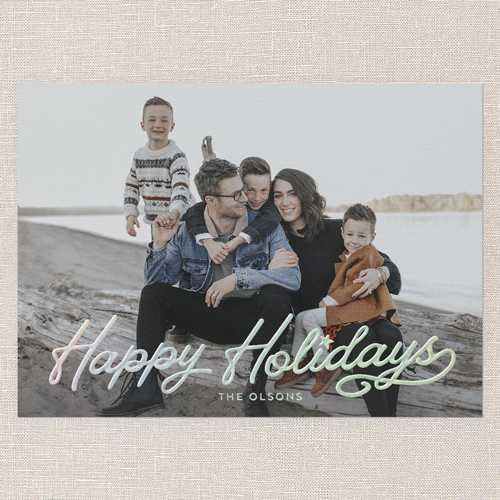 Golden Holiday Wishes Holiday Card, White, Iridescent Foil, 5x7, Holiday, Matte, Personalized Foil Cardstock, Square, White