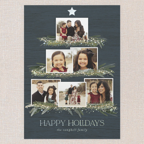 Together Tree Holiday Card, Blue, Iridescent Foil, 5x7, Holiday, Matte, Personalized Foil Cardstock, Square, Blue