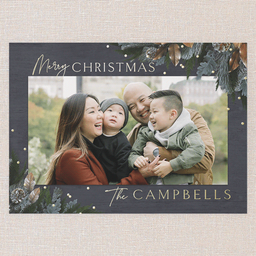 Mixed Metallic Marvel Holiday Card, Grey, Gold Foil, 5x7, Christmas, Matte, Personalized Foil Cardstock, Square, Burnt Ash