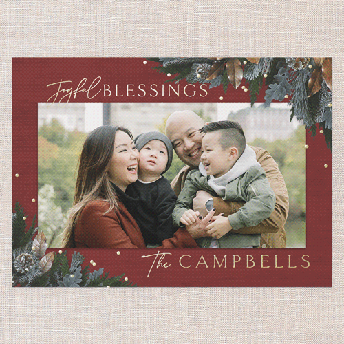 Mixed Metallic Marvel Holiday Card, Red, Gold Foil, 5x7, Religious, Matte, Personalized Foil Cardstock, Square, Cinnamon