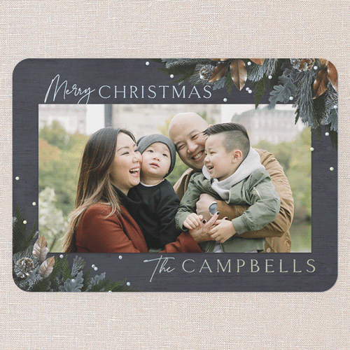 Mixed Metallic Marvel Holiday Card, Grey, Iridescent Foil, 5x7, Christmas, Matte, Personalized Foil Cardstock, Rounded, Burnt Ash