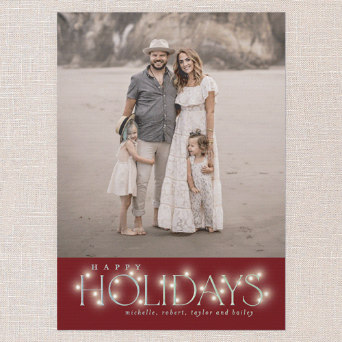 Lit Type Holiday Card, Red, Iridescent Foil, 5x7, Holiday, Matte, Personalized Foil Cardstock, Square, Red