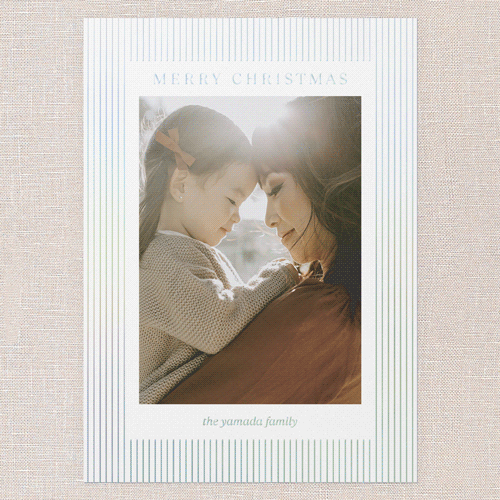 Striped Elegantly Holiday Card, White, Iridescent Foil, 5x7, Christmas, Matte, Personalized Foil Cardstock, Square, White