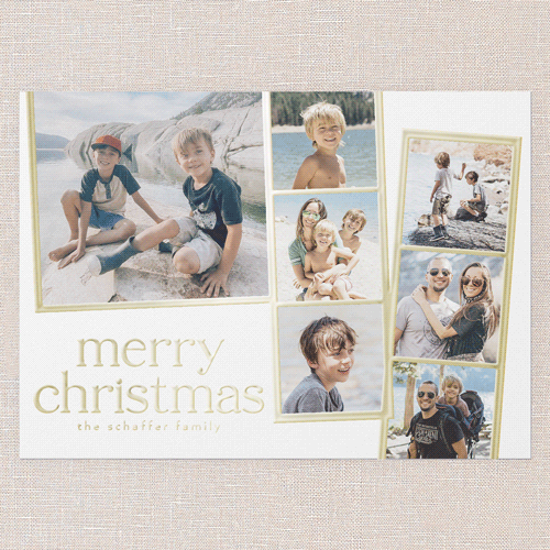 Photo Slides Holiday Card, White, Gold Foil, 5x7, Christmas, Matte, Personalized Foil Cardstock, Square, White