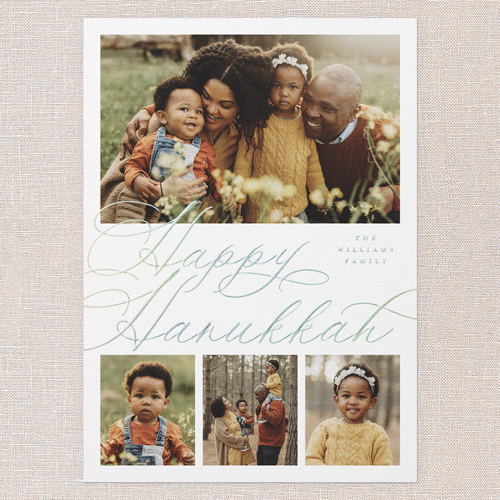 Timeless Penmanship Holiday Card, Iridescent Foil, White, 5x7, Hanukkah, Matte, Personalized Foil Cardstock, Square, White