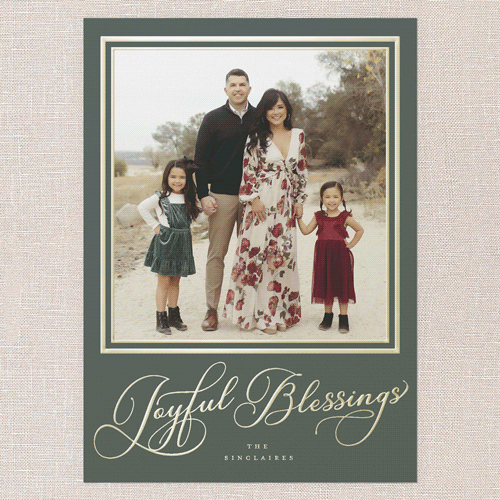 Signed Impressions Holiday Card, Green, Gold Foil, 5x7, Religious, Matte, Personalized Foil Cardstock, Square, Green