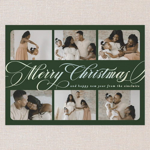 Flourished Sentiment Holiday Card, Green, Iridescent Foil, 5x7, Christmas, Matte, Personalized Foil Cardstock, Square, Green