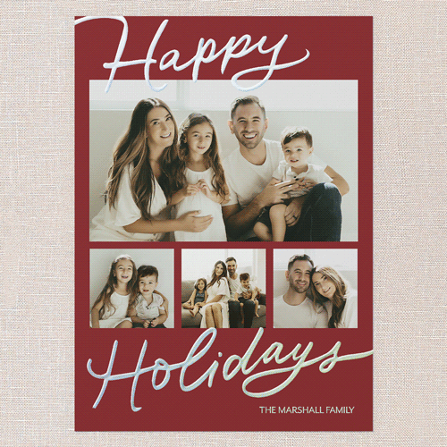 Handwritten Highlights Holiday Card, Iridescent Foil, Red, 5x7, Holiday, Matte, Personalized Foil Cardstock, Square, Red