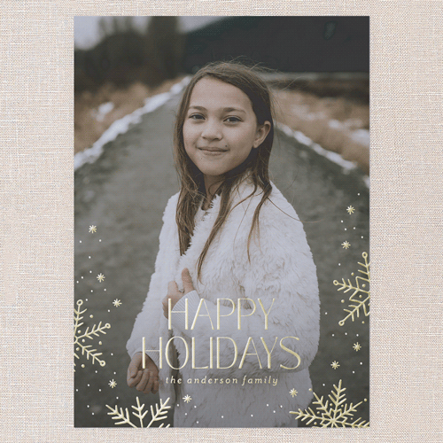 Snowflake Snapshot Holiday Card, White, Gold Foil, 5x7, Holiday, Matte, Personalized Foil Cardstock, Square, White