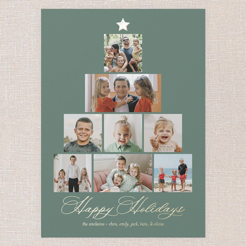 Memory Tree Holiday Card, Green, Gold Foil, 5x7, Holiday, Matte, Personalized Foil Cardstock, Square, Fern