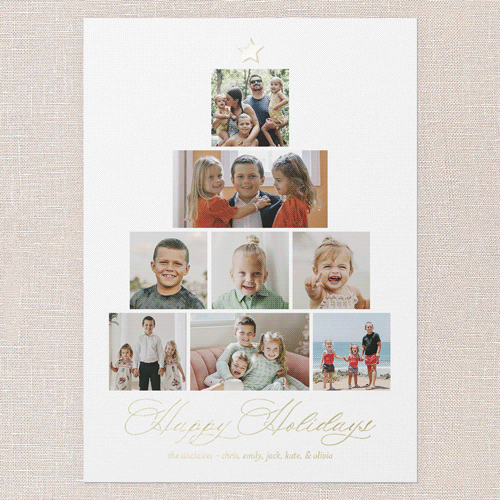 Memory Tree Holiday Card, White, Gold Foil, 5x7, Holiday, Matte, Personalized Foil Cardstock, Square, White