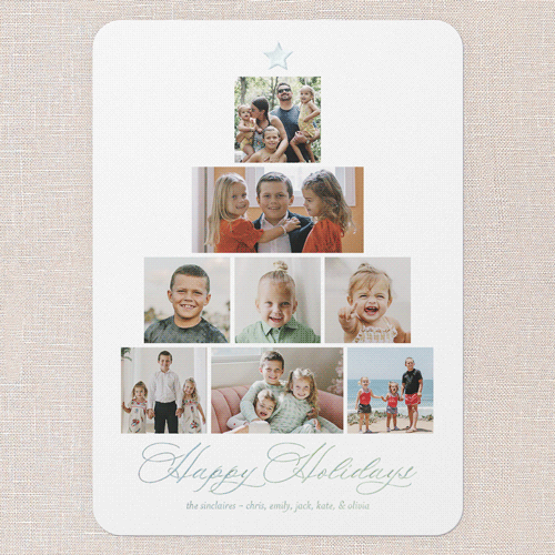Memory Tree Holiday Card, White, Iridescent Foil, 5x7, Holiday, Matte, Personalized Foil Cardstock, Rounded, White