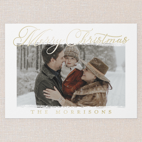 Brightest Banner Holiday Card, White, Gold Foil, 5x7, Christmas, Matte, Personalized Foil Cardstock, Square, White