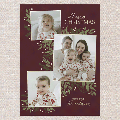 Timeless Grouping Holiday Card, Red, Gold Foil, 5x7, Christmas, Matte, Personalized Foil Cardstock, Square, Red