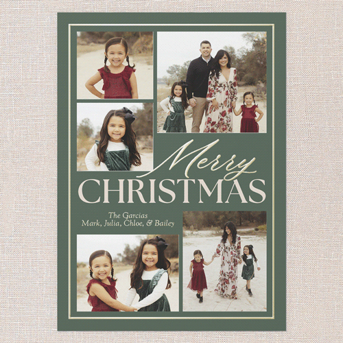 Classic Yuletide Holiday Card, Green, Gold Foil, 5x7, Christmas, Matte, Personalized Foil Cardstock, Square, Green