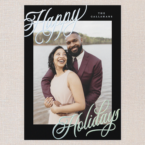 Corner Callout Holiday Card, Black, Iridescent Foil, 5x7, Holiday, Matte, Personalized Foil Cardstock, Square, Black