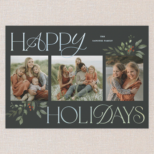 Hint Of Green Holiday Card, Green, Iridescent Foil, 5x7, Holiday, Matte, Personalized Foil Cardstock, Square, Pine Grove