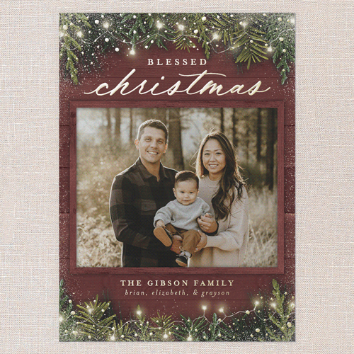 Earnest Evergreen Holiday Card, Gold Foil, Red, 5x7, Religious, Matte, Personalized Foil Cardstock, Square, Marsala