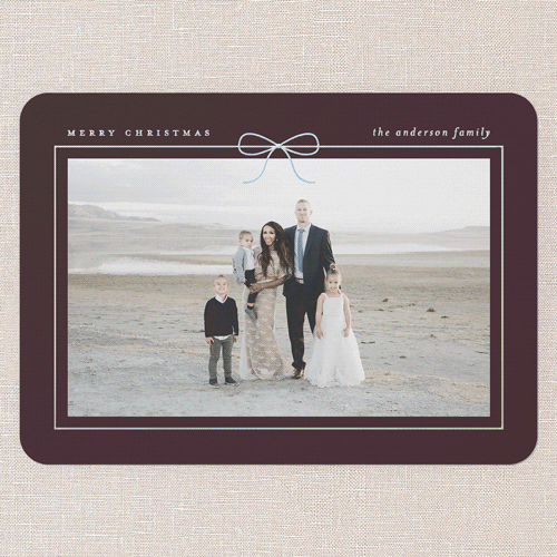 Radiant Bow Holiday Card, Red, Iridescent Foil, 5x7, Christmas, Matte, Personalized Foil Cardstock, Rounded, Red