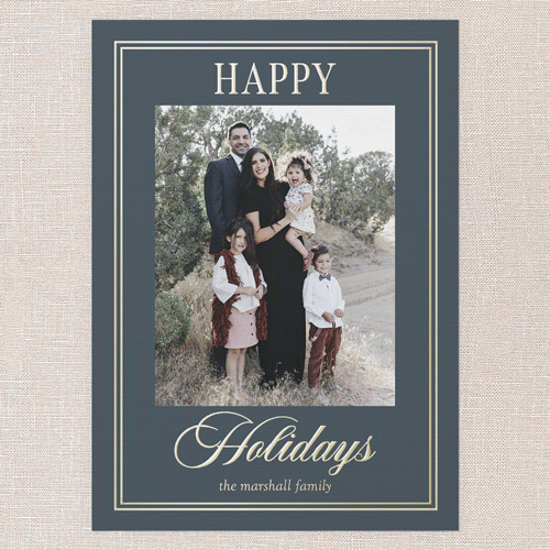 Elegant Luster Holiday Card, Blue, Gold Foil, 5x7, Holiday, Matte, Personalized Foil Cardstock, Square, Blue