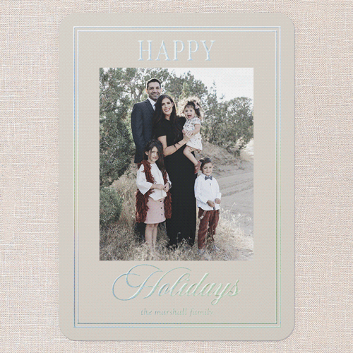 Elegant Luster Holiday Card, Beige, Iridescent Foil, 5x7, Holiday, Matte, Personalized Foil Cardstock, Rounded, Cream