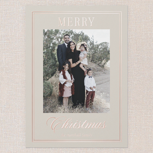 Elegant Luster Holiday Card, Rose Gold Foil, Beige, 5x7, Christmas, Matte, Personalized Foil Cardstock, Square, Cream