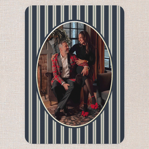 Classic Cameo Holiday Card, Blue, Gold Foil, 5x7, Holiday, Matte, Personalized Foil Cardstock, Rounded, Navy