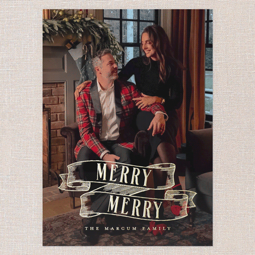 Etched In Time Holiday Card, White, Gold Foil, 5x7, Christmas, Matte, Personalized Foil Cardstock, Square, White