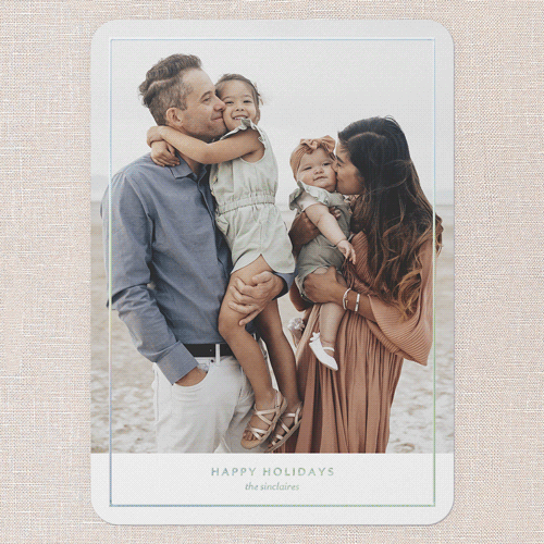 Clean Lines Holiday Card, White, Iridescent Foil, 5x7, Holiday, Matte, Personalized Foil Cardstock, Rounded, White