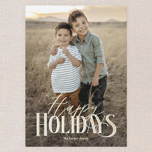 Serene Blessing Holiday Card, White, Gold Foil, 5x7, Holiday, Matte, Personalized Foil Cardstock, Square, White