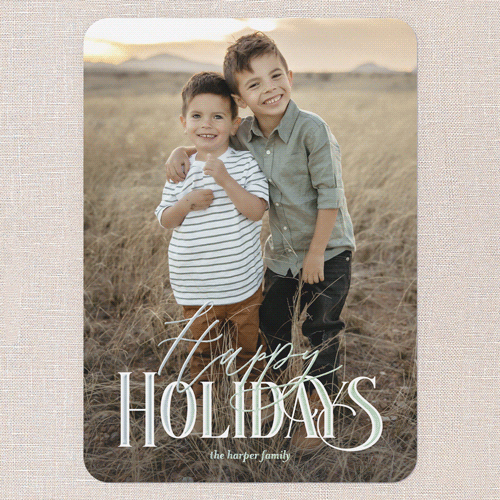 Serene Blessing Holiday Card, Iridescent Foil, White, 5x7, Holiday, Matte, Personalized Foil Cardstock, Rounded, White