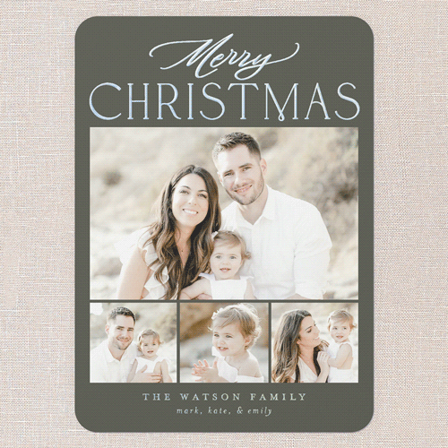 Timeless Greeting Holiday Card, Iridescent Foil, Green, 5x7, Christmas, Matte, Personalized Foil Cardstock, Rounded, Green