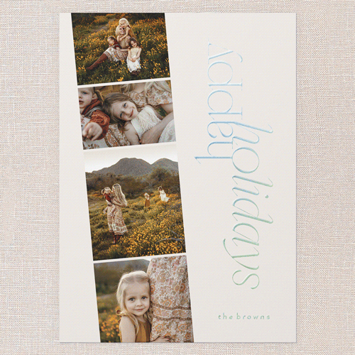 Sleek Greetings Holiday Card, Beige, Iridescent Foil, 5x7, Holiday, Matte, Personalized Foil Cardstock, Square, Cream