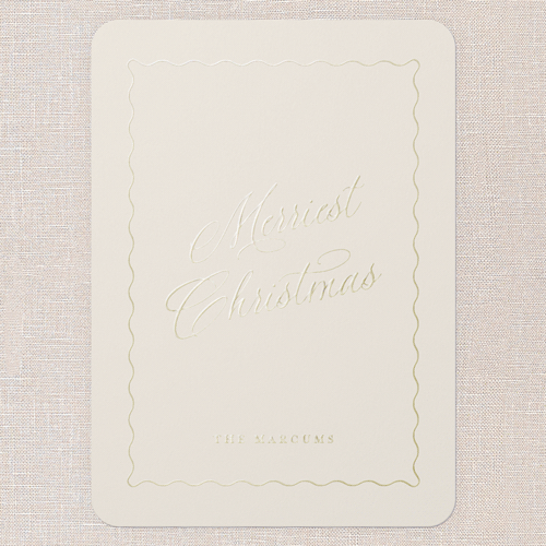 Hardbound Holiday Card, Gold Foil, Beige, 5x7, Christmas, Matte, Personalized Foil Cardstock, Rounded, Adobe Blush
