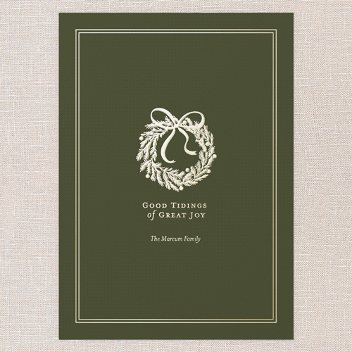 Just For You Holiday Card, Gold Foil, Green, 5x7, Christmas, Matte, Personalized Foil Cardstock, Square, Olive