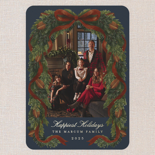 Welcome Home Holiday Card, Blue, Gold Foil, 5x7, Holiday, Matte, Personalized Foil Cardstock, Rounded, Navy