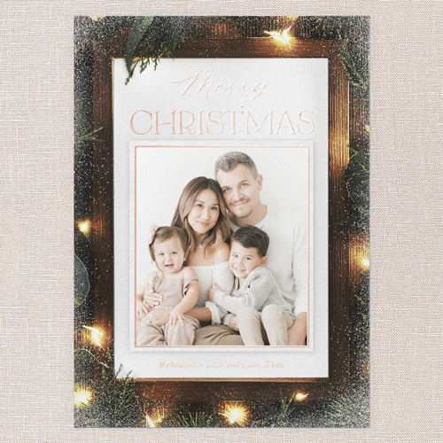 Winterwood Frame Holiday Card, Brown, Rose Gold Foil, 5x7, Christmas, Matte, Personalized Foil Cardstock, Square, Brown