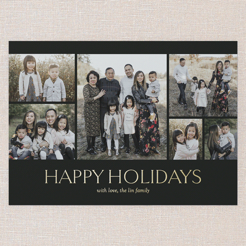 Timeless Gathering Holiday Card, Black, Gold Foil, 5x7, Holiday, Matte, Personalized Foil Cardstock, Square, Black
