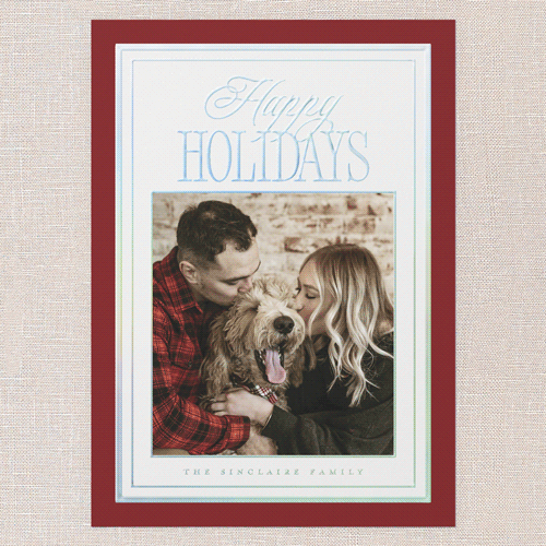 Refined Border Holiday Card, Iridescent Foil, Red, 5x7, Holiday, Matte, Personalized Foil Cardstock, Square, Red