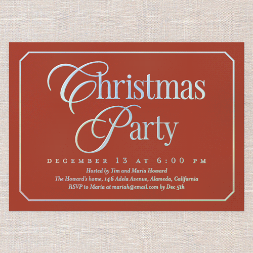 Timeless Traditions Holiday Invitation, Iridescent Foil, Red, 5x7, Christmas, Matte, Personalized Foil Cardstock, Square, Red