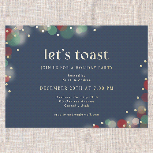 Golden Toast Holiday Invitation, Gold Foil, Blue, 5x7, Holiday, Matte, Personalized Foil Cardstock, Square, Blue