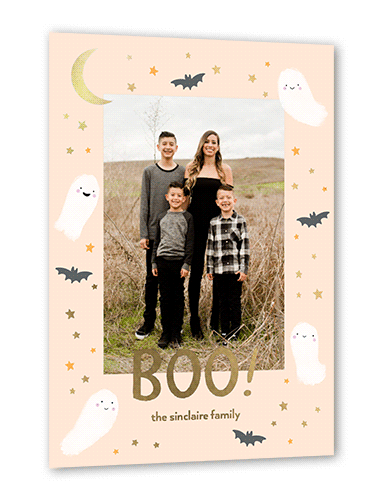 Cute Boo Halloween, Orange, Gold Foil, 5x7, Matte, Personalized Foil Cardstock, Square
