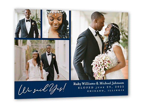 Affectionate Gallery Wedding Announcement, Blue, Iridescent Foil, 5x7, Matte, Personalized Foil Cardstock, Square