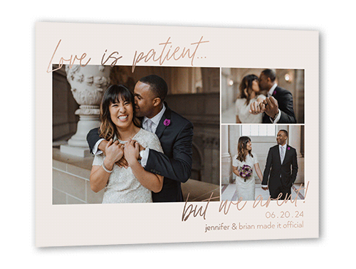 Enduring Love Wedding Announcement, Rose Gold Foil, Beige, 5x7, Matte, Personalized Foil Cardstock, Square