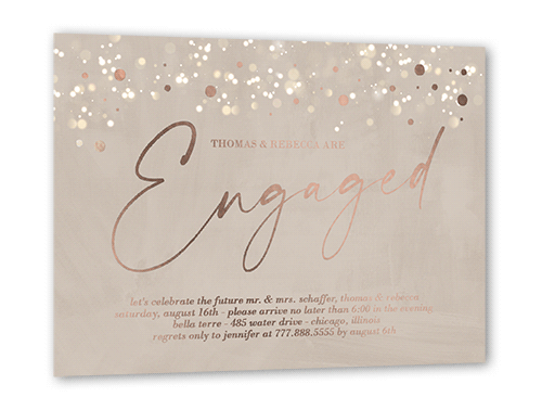 Surprise Awe Engagement Party Invitation, Beige, Rose Gold Foil, 5x7, Matte, Personalized Foil Cardstock, Square