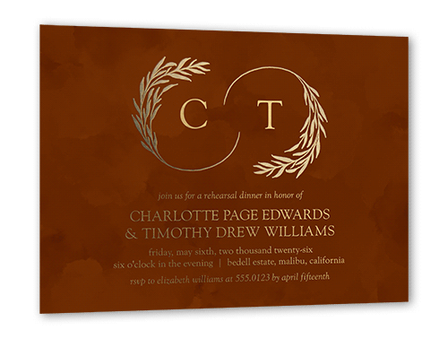 Reflective Rings Rehearsal Dinner Invitation, Brown, Gold Foil, 5x7, Matte, Personalized Foil Cardstock, Square