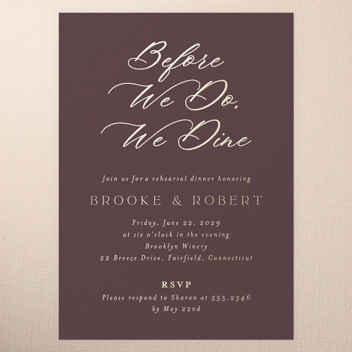 Luminous Border Rehearsal Dinner Invitation, Red, Gold Foil, 5x7, Matte, Personalized Foil Cardstock, Square, Rich Burgundy
