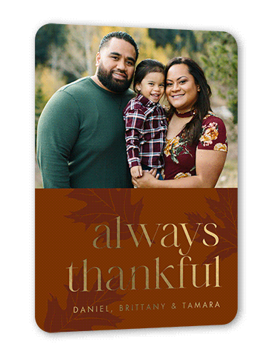 Autumn Gift Fall Greeting, Gold Foil, Brown, 5x7, Matte, Personalized Foil Cardstock, Rounded